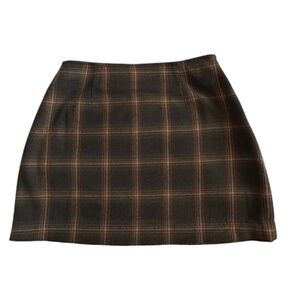 Vintage Limited America Women's 4 Brown & Tan Plaid Wool Blend Mini Skirt